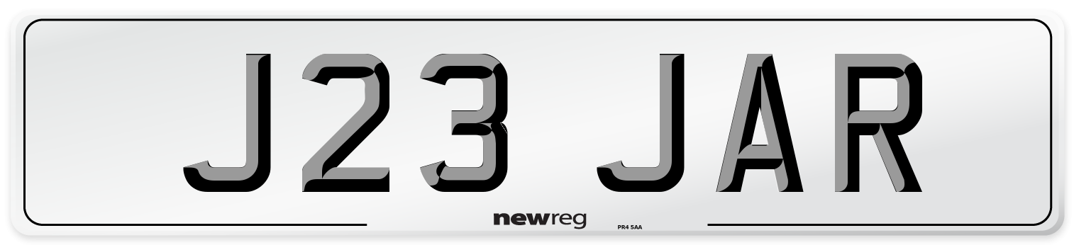 J23 JAR Number Plate from New Reg